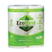 EcoFirst Recycled Paper Towels (2 Rolls) - Bulk Paper Towels - Paper Towels Half Sheet - Kitchen Paper Towels - Eco Friendly Paper Towels - Whitened Without Bleach - Free of Dyes, Inks & Fragrances