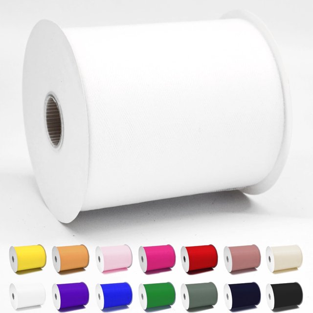 Tela de tul Luceinvita, rollo de poliéster de 15 cm x 183 m, color blanco