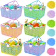 thumbnail image 1 of Paquete de 6 cestas de Pascua TURNMEON con césped para niños pequeños de plástico, 1 of 6