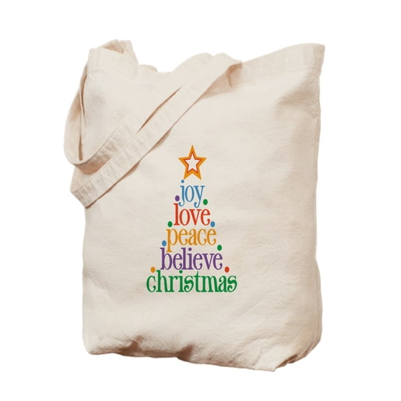 CafePress - Joy Love Christmas - Natural Canvas Tote Bag, Cloth Shopping Bag