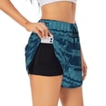 thumbnail image 3 of Lsque Turtles and Waves Printed Women's Running Shorts with Liner Pockets,Elastic Quick Dry Workout Athletic Gym Yoga Shorts,Womens High Waist Shorts-Large, 3 of 9