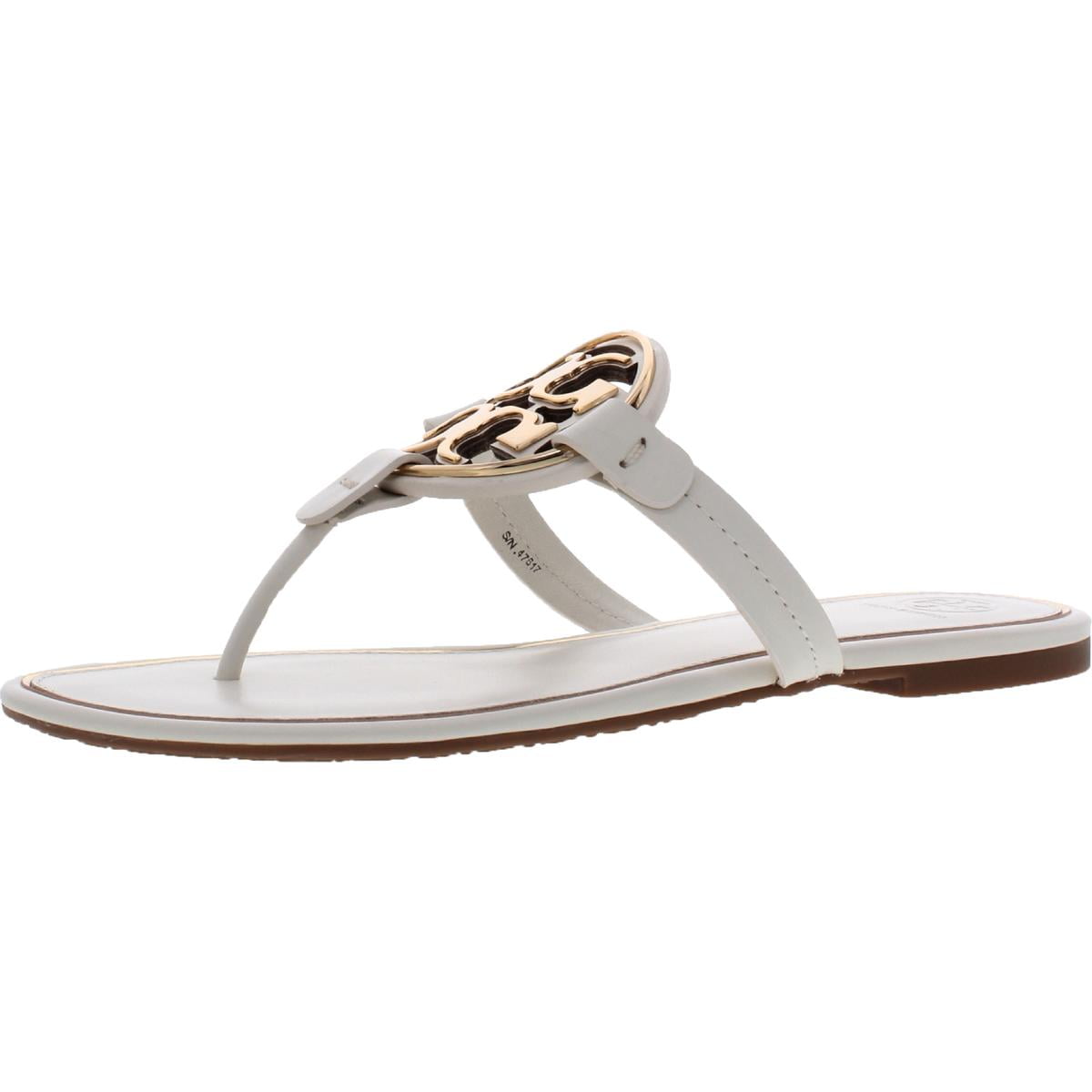 Tory Burch Womens Metal Miller Leather T-Strap Thong Sandals 