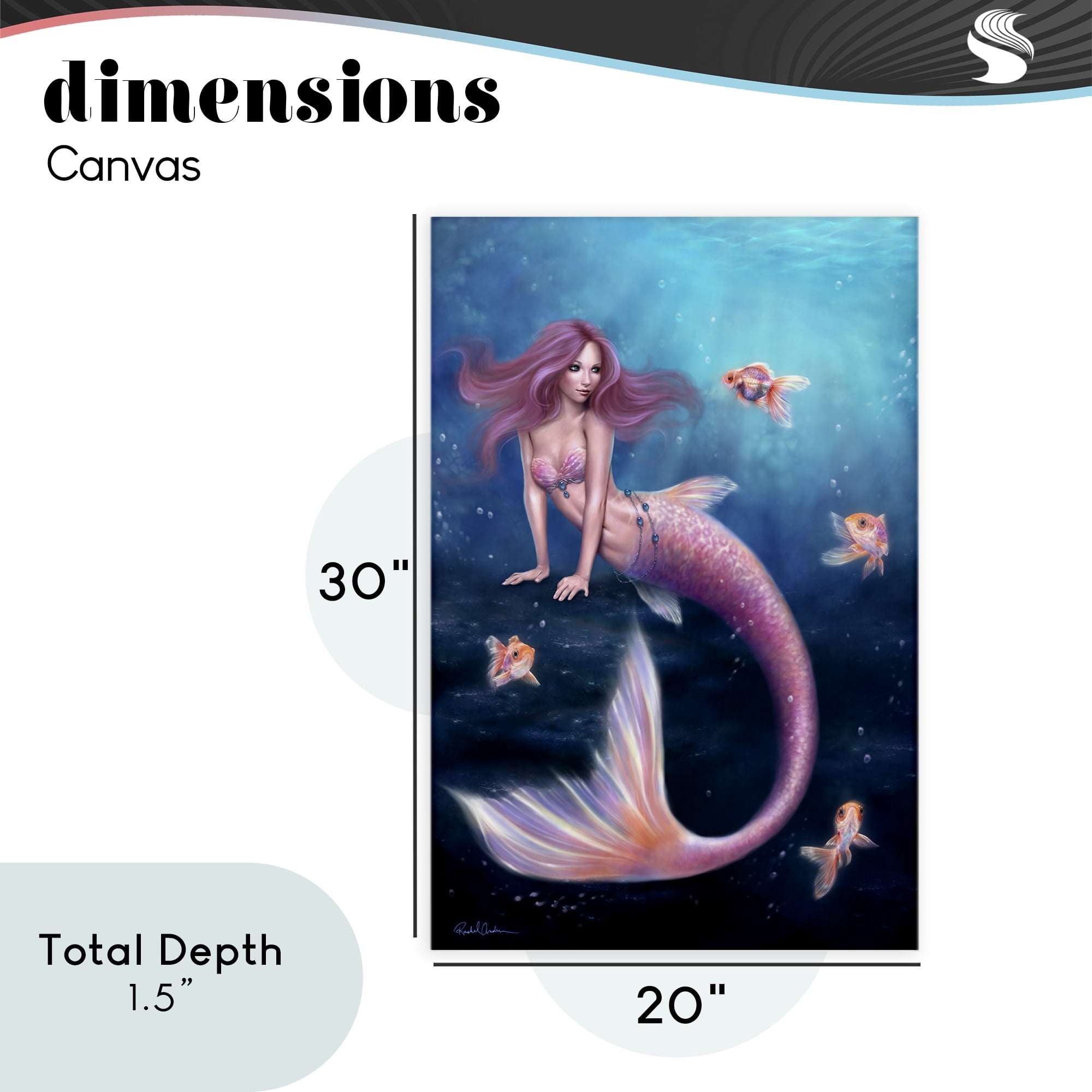 Aurelia Mermaid & Fish Canvas Wall Art, design by Rachel Anderson