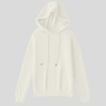 thumbnail image 4 of Jinhomg Cotton Knit Hoodies for Women Dressy Casual Solid Drawstring Hooded Sweatshirt Fall Winter Soft Comfy Long Sleeve Pullover Hoodie Spring Saving Today White L, 4 of 5