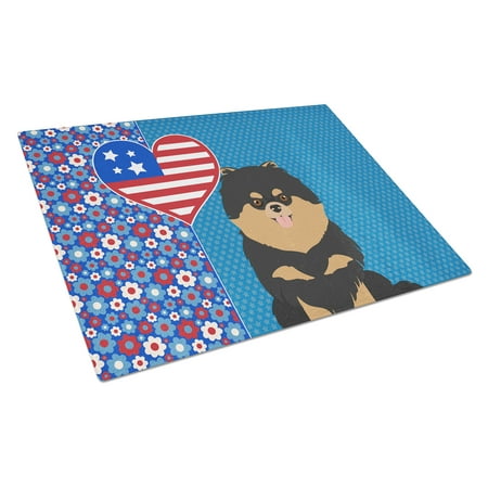 

Black and Tan Pomeranian Glass Cutting Board Large 12 in x 15 in