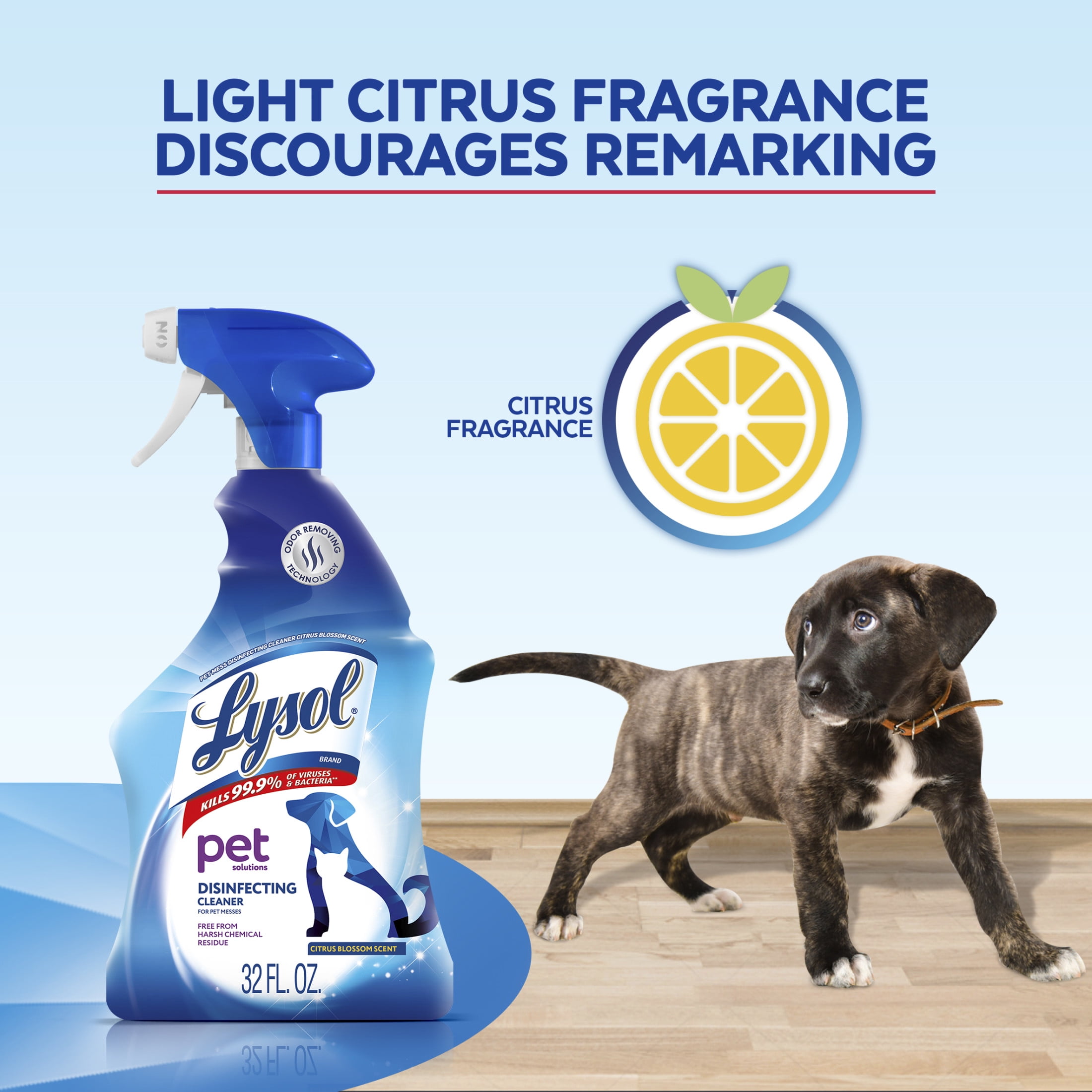 (3 pack) Lysol Pet Solutions –Disinfecting Cleaner, Citrus Blossom Scent, 32 fl oz