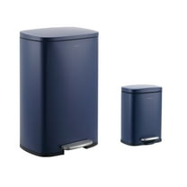 happimess Connor Rectangular 13.2-Gallon Trash Can with Soft-Close Lid and FREE Mini Trash Can, Denim Blue, HPM1006J
