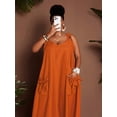 thumbnail image 5 of Plus Size Women's Green A-Line Dress, Casual Sleeveless Beach Vacation Dress, Summer, 5 of 10