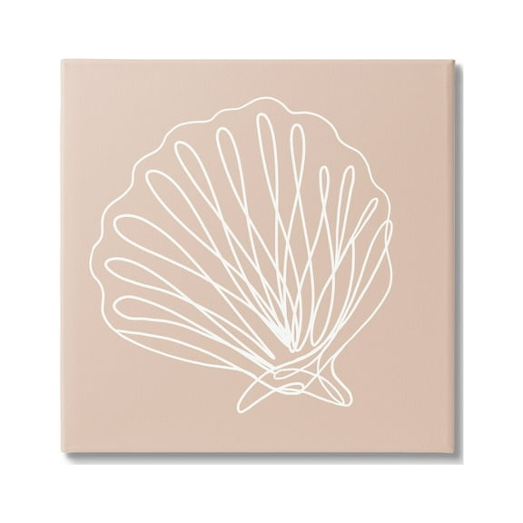 Stupell Industries Clam Shell Squiggle Doodle Tan Sea Life Graphic Art Gallery Wrapped Canvas Print Wall Art, Design by Daphne Polselli