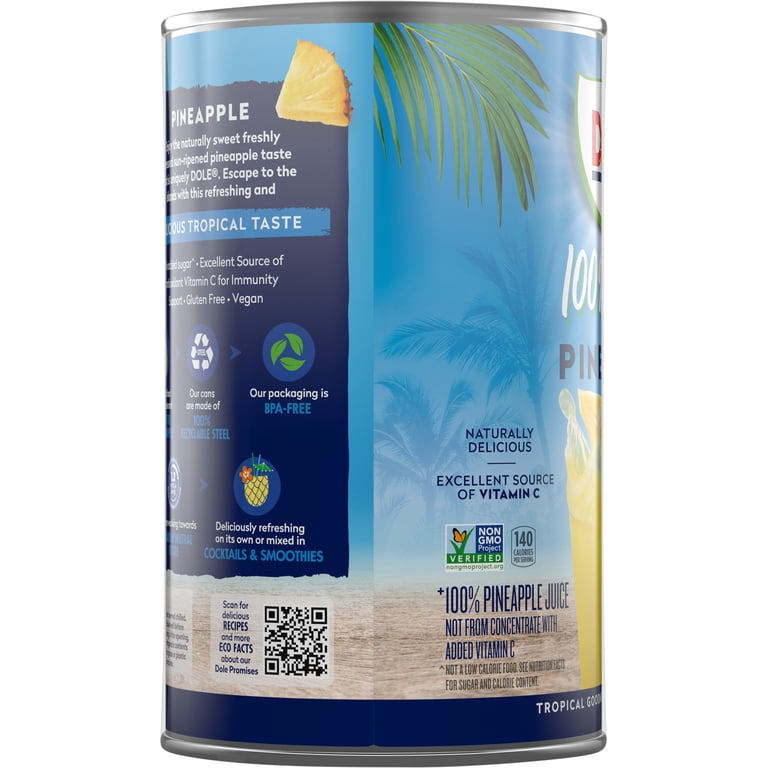 Dole 100% Pineapple Juice, 46 fl oz Cans, 3-Pack (2 Pack) photo 8