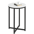thumbnail image 2 of Yaheetech Faux Marble Round Side Table with Cross Metal Legs, Black, 2 of 11
