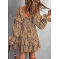 thumbnail image 2 of Women's 2023 Summer Spring Elegant Off Shoulder V Neck Long Sleeve Pleated Flowing Boho Floral Print Crewneck Short Sleeve, 2 of 9