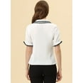 thumbnail image 4 of INSPIRE CHIC Chemisier à Manches Courtes Col Contrasté Peter Pan pour Femmes Blanc G, 4 of 5