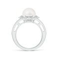 thumbnail image 2 of ANGARA Freshwater Cultured Pearl and Diamond Ring with Floral Halo in 14K White Gold for Women | June Birthstone, Birthday, Anniversary, Jewelry Gift for Women | Pearl Ring, 2 of 10