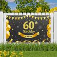 thumbnail image 4 of Black and Gold Glittery 60th Happy Birthday Banner Backdrop Background Party Decors Photo Props for Birthday Celebrations Party Supplies Events Decorations, 4 of 7