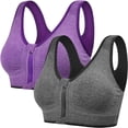thumbnail image 1 of Sujetador deportivo Bustier elástico acolchado Sujetador de yoga Sujetador deportivo push up sin aros con cremallera frontal Soporte fuerte Correas dobles Pechos grandes para fitness Correr Top para, 1 of 5