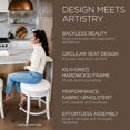 thumbnail image 6 of Maven Lane Alexander 31 Inch Tall Bar Height Rotating Backless Barstool in White Oak Finish with Natural Color Fabric Upholstered Seat, Set of 4, 6 of 6