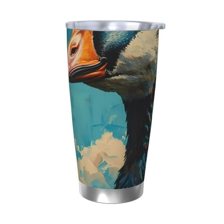 

Gaeub Blue Watercolor Duck Print 20-Ounce Stainless Steel Car Cup Tumblers Cups with Lids and Straw Coffee Cups for Adults Kids Home Car Office School Travel Party-Without Straw