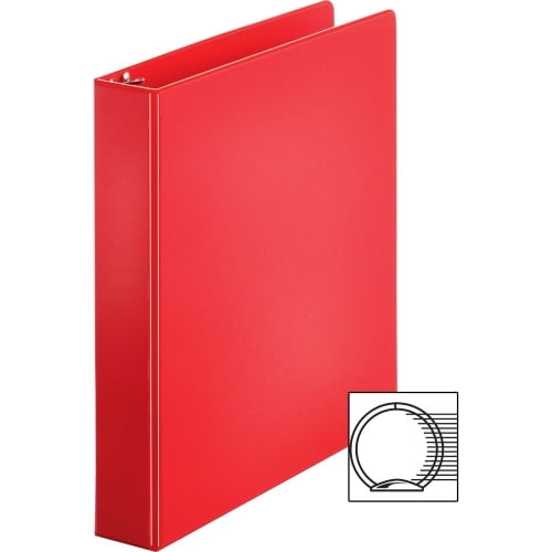 Biness Source Basic Round Ring Binders 1 1/2' Binder Capacity - Letter - 8 1/2' x 11' Sheet Size - Round Ring Fastener(s) - Vinyl - Red - 1.02 lb - 1 Each
