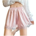 thumbnail image 1 of LOVZFMLL Women's Fashionable Solid Color Lace Bottom Shorts Pink M, 1 of 2