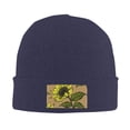 thumbnail image 2 of ZICANCN Yellow Sunflower Floral Art Knit Beanie Hat, Winter Cap Soft Warm Classic Hats for Men Women, Navy Blue, 2 of 8