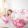 thumbnail image 4 of Homewish Girls Personalized Gifts Full Size Comforter Sets,Pink Letter S Bedding Comforter Set,Cute Butterflies Floral Bedding Sets For Princess,Lightweight Room Decoration Reversible,3 Pieces, 4 of 8