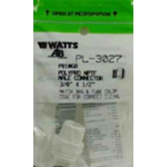 Watts Aqualock 3/8 In. OD x 1/2 In. MPT Push-to-Connect Plastic Adapter PL-3027