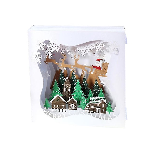 Tarjeta de felicitación de Navidad 3d, tarjeta de mensaje de bendición tridimensional plegable portátil para vacaciones de Navidad