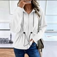 thumbnail image 4 of Women's Zip Up Sweatshirt Jacket Adjustable Drawstring Waist Long Sleeve Hoodie with Pockets Soft Lightweight Fall Casual Outerwear White, 4 of 5