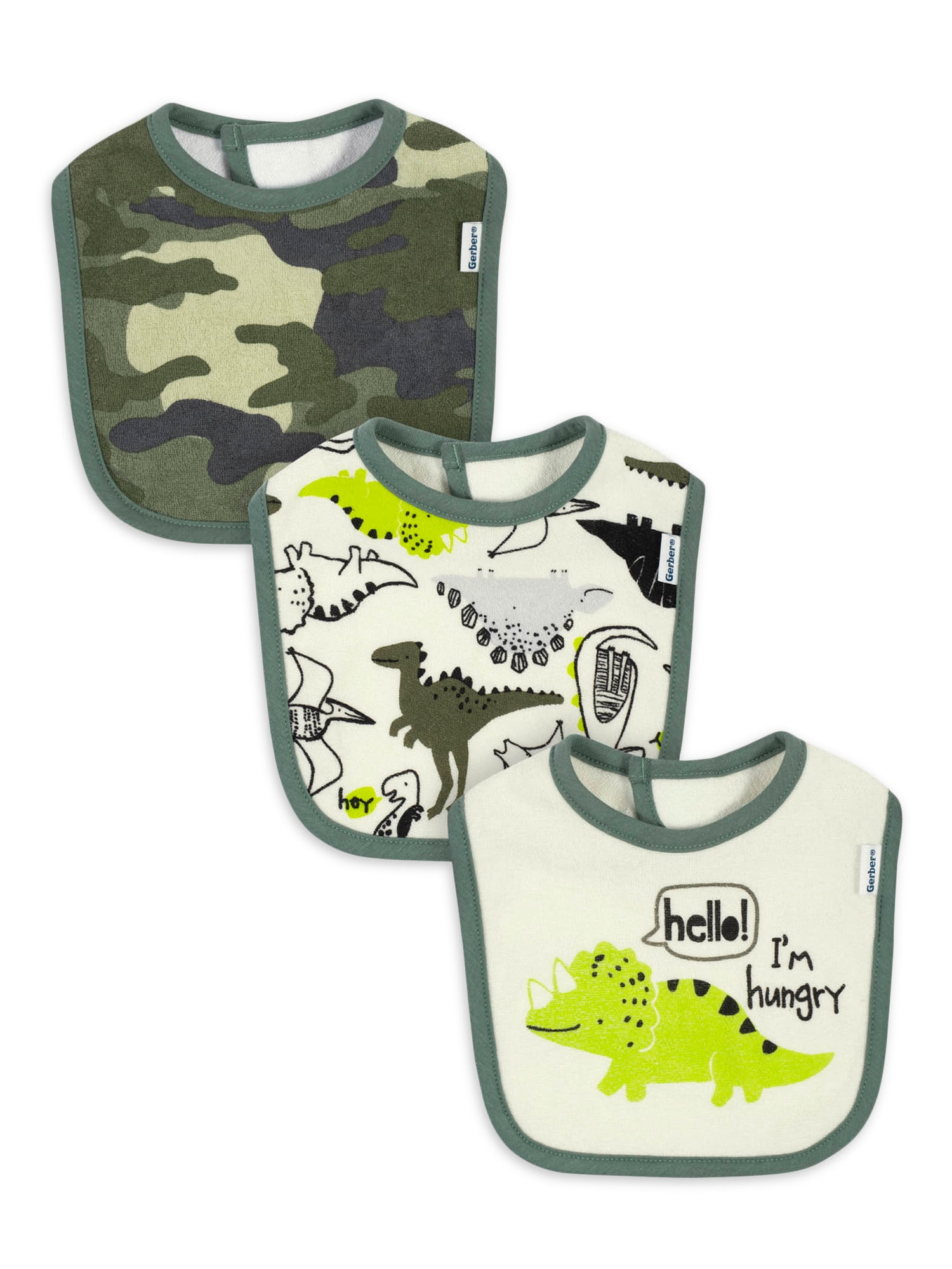 Gerber Baby Boy Terry Bibs, 3-Pack (One Size)