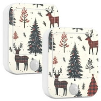 Yayeee 2-Pack Plug in LED Night Lights with Light Sensors Motion Detectors, Beige Christmas Forest
