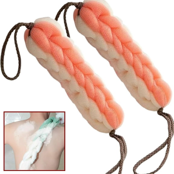 Djiypn 2 Pack Back Scrubber with Rope Handles, Double-Sided Back Body Scrub Mesh Showe , Back Scrubber Bath Mesh Sponge for Use in Shower, Back Washer to Deep Clean for Men & Women