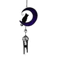 thumbnail image 2 of Witchcraft Black Cat On Purple Crescent Moon Stained Glass Wind Chime Suncatcher, 2 of 8