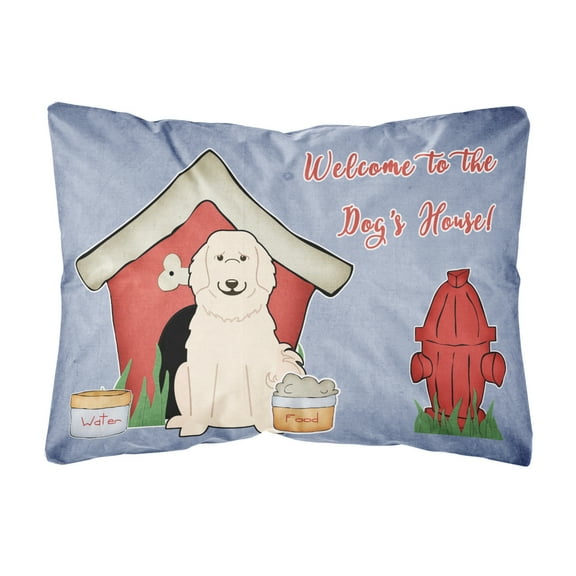 Carolines Treasures BB2837PW1216 Dog House Collection Great Pyrenese Canvas Fabric Decorative Pillow  12H x16W