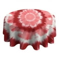 thumbnail image 4 of Red White Tie Dye Mandala Pattern Round Tablecloth 60"x60",Wrinkle Wipeable Table Cloth for Kitchen Dining Room Picnic Patio Party, 4 of 6
