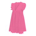 thumbnail image 4 of Ketyyh-chn99 Robes d'Été pour Femmes Grande Taille Robe Mini Robe de Fête Combinaisons Manches à Volants Shorts Robe Mini Rose Vif,TP, 4 of 5