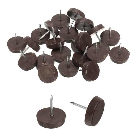 25 Pack Furniture Sliders, 20mm Round Plastic Furniture Guides Nail-on Pads, Hardwood Floor Protectors for Chair, Table, Desk, Cabinet Leg, Brown
