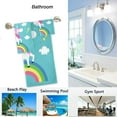 thumbnail image 4 of GZHJMY Cute Cartoon Unicorn Walking on Rainbow Soft Set of 3 Towels, 1 Bath Towel+1 Hand Towel+1 Washcloth, Multipurpose for Bathroom, Hotel, Gym, Spa and Kitchen(Turquoise), 4 of 5