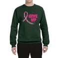 thumbnail image 2 of Wild Bobby, Never Give Up Fight Cancer, Breast Cancer Awareness, Unisex Crewneck Graphic Sweatshirt, Forest Green, Large, 2 of 4