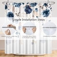 thumbnail image 6 of 72x78 Inches Navy Blue Floral Shower Curtain for Bathroom Watercolor Abstract Eucalyptus Gold Leaves Flowers Plant Aesthetic Shower Curtains Set Waterproof Fabric Bath Curtain with Hooks, 6 of 6
