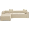 thumbnail image 2 of CJC Sectional Couch Covers Stretch L Shape Sofa Covers with Elastic Bottom, 2pcs Sofa Slipcovers for 3 + 4 Seater Sectional Chaise Slipcover (Beige), 2 of 11