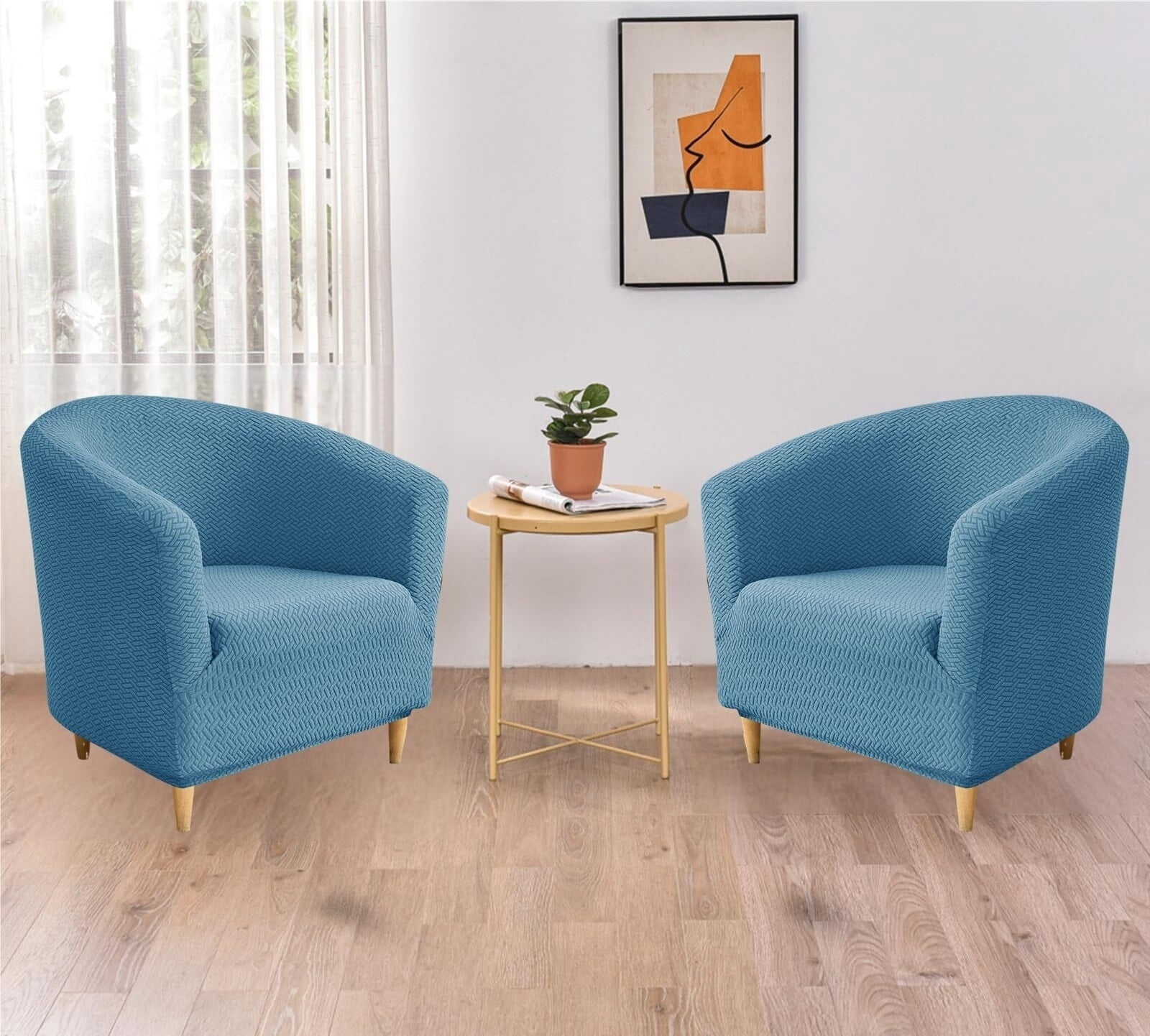 LKJYER Club Chair Slipcover Jacquard Barrel Chair Covers Stretch Tub Chair Slipcovers Soft Armchair Sofa Covers Removable Couch Cover Protector for Living Room Hotel Restaurant