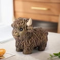 thumbnail image 4 of Xecvkr Cow Resin Statue Scottish Highland Cattle Lifelike Standing Lying Posture Four Colors Tabletop Decor 1 Piece, 4 of 7