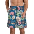 thumbnail image 2 of Uemuo Colorful Flowers Pattern Men's Swim Trunks Hawaiian Beach Bathing Suit Swimsuits Beach Quick-Dry Shorts with Pockets-Medium, 2 of 9