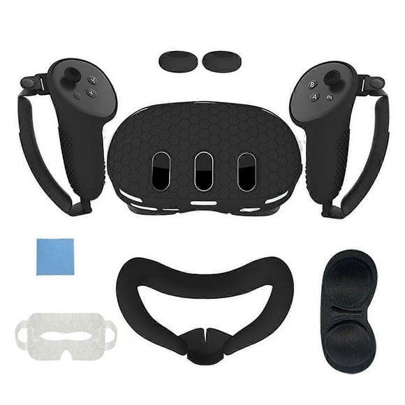 For 3 Protective Cover Handle Controller Grips,Front Shell Headset Cover and Face Cover,VR Accessories-