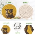 thumbnail image 4 of Dogs Black 6 Pcs Drink Coasters with Holder Absorbent Coasters Woven Coasters for Drinks Table Desk Protection Home Decor, 4 of 7