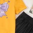 thumbnail image 4 of ITSAME Girls Outfit 2-Piece, Round Neck Bow Printed Top and Casual Pants Summer Casual Fashion Set for Kids Orange Size 2-3T, 4 of 5