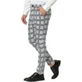 thumbnail image 4 of INSPIRE CHIC Men's Formal Color Block Slim Fit Flat Front Plaid Dress Pants 32 Gray, 4 of 7