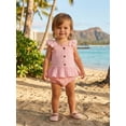 thumbnail image 5 of BemeyourBBs Newborn Baby Girls Summer Clothes Cute Infant Baby Girl 2 Piece Outfits Adorable Solid Color Flying Short Sleeve Button Down Ruffle Tank Tops and Shorts Set, 5 of 9