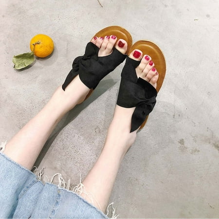 

Cathalem Womens Sandals Size 12 Wide Width Fashion Flops Roman Women s Butterfly-knot Beach Flip Cute Sandals for Women Wedges Black 8